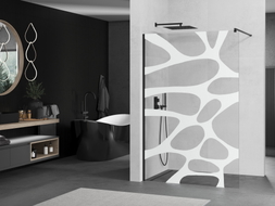 Mexen Kioto sprchová stěna Walk-in 90 x 200 cm, bílá vlna 8 mm, černá - 800-090-101-70-97