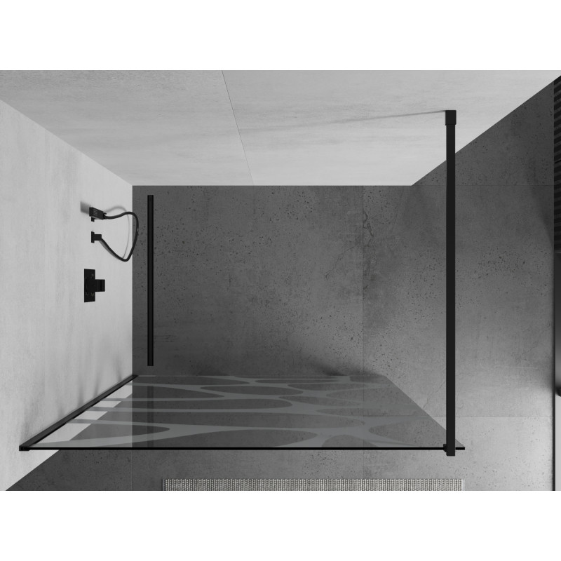 Mexen Kioto sprchová stěna Walk-in 90 x 200 cm, bílá vlna 8 mm, černá - 800-090-101-70-97