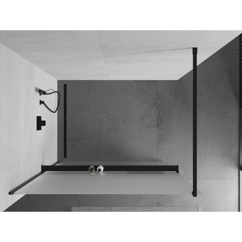 Mexen Kioto+ sprchová stěna s policí Walk-in 110 x 200 cm, matná, černá - 800-110-121-70-30