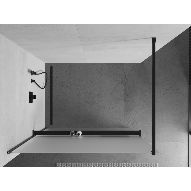 Mexen Kioto+ sprchová stěna s poličkou Walk-in 110 x 200 cm, matná, černá - 800-110-121-70-30