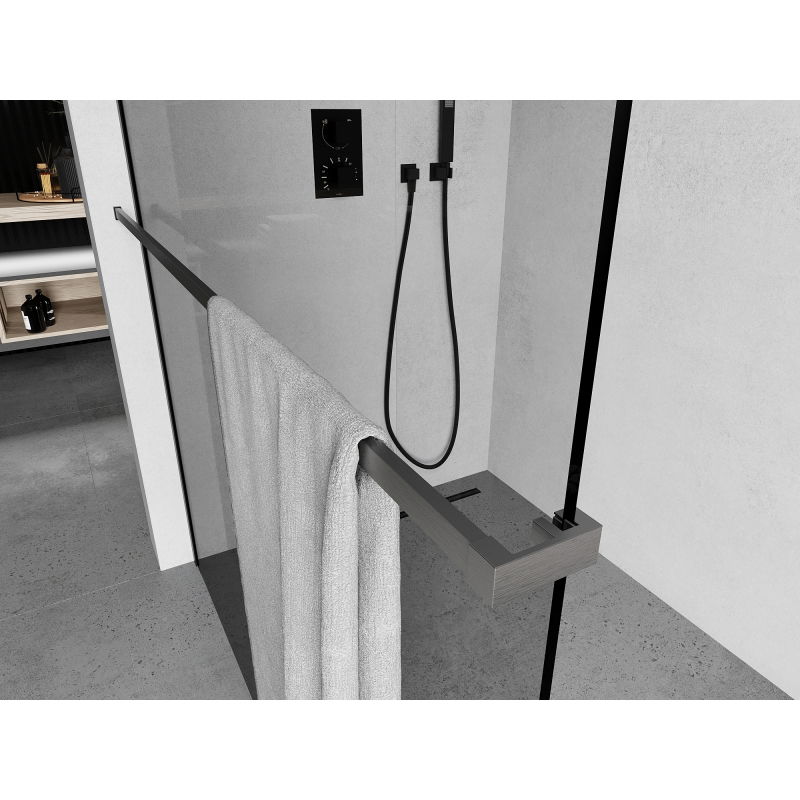 Mexen reling na ručníky do sprchové stěny, gun šedá kartáčovaná - 800-06-66