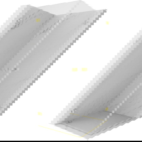 Mexen Lunar-B Duo sprchová kabina s křídlovými dveřmi 95 x 95 cm, transparentní, zlato kartáčované