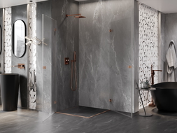 Mexen Lunar-B Duo sprchový kout s otočnými dveřmi 70 x 70 cm, transparentní, kartáčovaná měď - 832-070L-070P-65-00