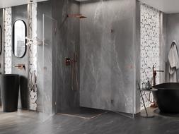 Mexen Lunar-B Duo sprchový kout otočný 95 x 95 cm, transparentní, kartáčovaná měď - 832-095L-095P-65-00