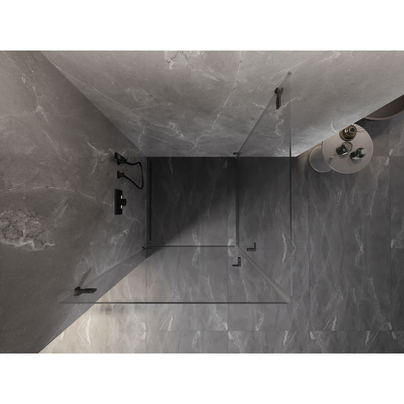 Mexen Lunar-B Duo výklopná sprchová kabina 95 x 95 cm, transparentní, kartáčovaná gun gray - 832-095L-095P-66-00