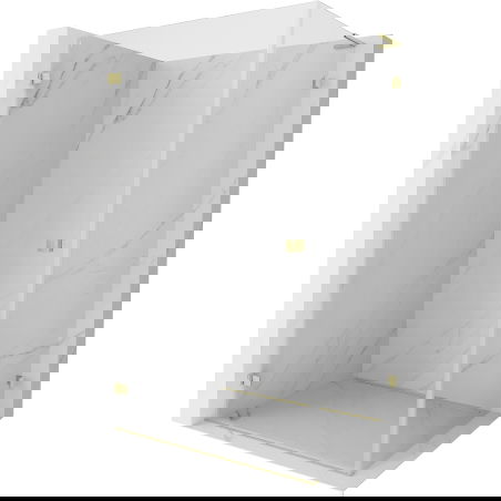 Mexen Lunar-B L sprchová kabina otevírací levá 95 x 80 cm, transparentní, zlatá kartáčovaná - 832L-095-080-55-00-L