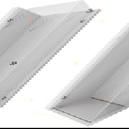 Mexen Lunar-B L sprchový kout otočný levý 75 x 70 cm, transparentní, růžové zlato - 832L-075-070-60-00-L