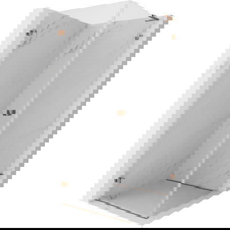 Mexen Lunar-B L sprchová kabina otočná levá 80 x 80 cm, transparentní, růžové zlato - 832L-080-080-60-00-L