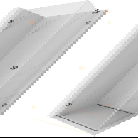 Mexen Lunar-B L levá sprchová kabina s otevíracími dveřmi 95 x 90 cm, průhledná, růžové zlato - 832L-095-090-60-00-L