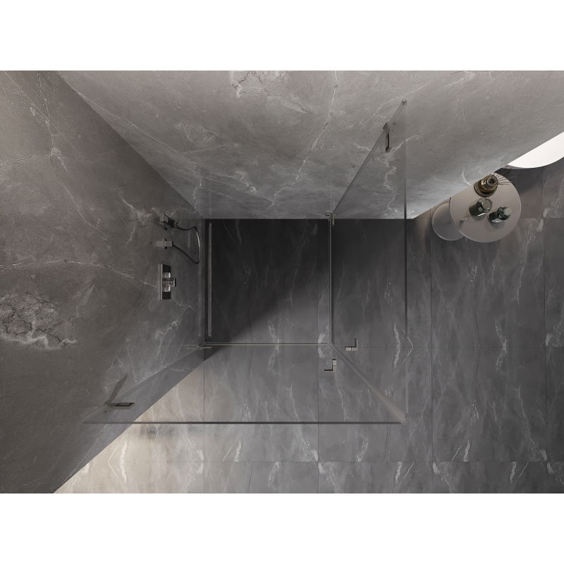 Mexen Lunar-B Duo sprchový kout s křídlovými dveřmi 95 x 95 cm, průhledný, kartáčovaný nikl - 832-095L-095P-97-00