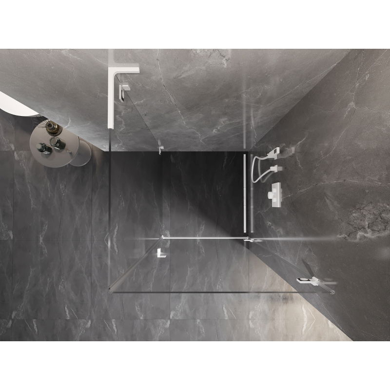 Mexen Lunar-B L sprchový kout, otočný, pravý, 90 x 90 cm, transparentní, bílý - 832L-090-090-20-00-P