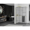 Mexen Kioto+ sprchová příčka s policí Walk-in 70 x 200 cm, černý vzor, zlatá - 800-070-121-50-78