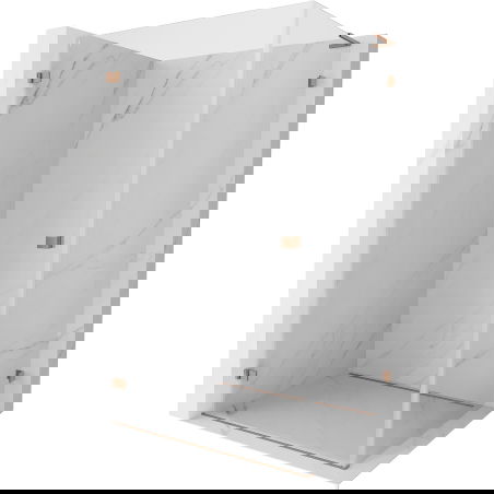 Mexen Lunar-B L sprchová kabina otevírací levá 75 x 70 cm, transparentní, kartáčovaná měď - 832L-075-070-65-00-L