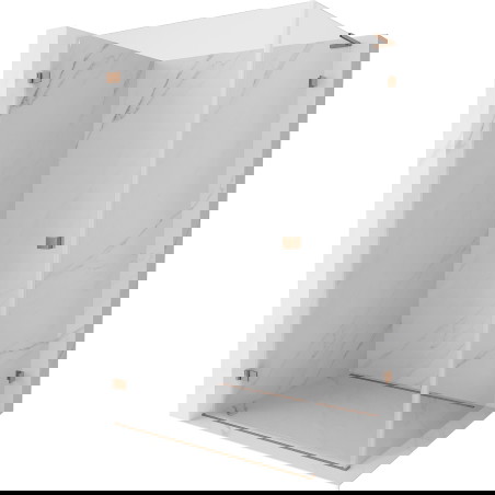 Mexen Lunar-B L sprchový kout s otočnými dveřmi levý 95 x 80 cm, transparentní, kartáčovaná měď