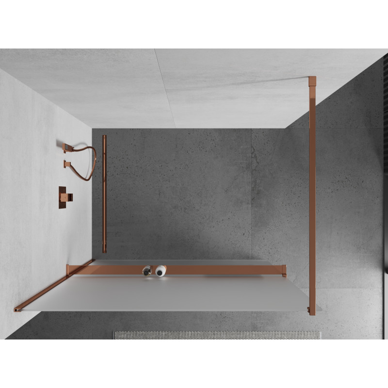 Mexen Kioto+ sprchová stěna s poličkou Walk-in 70 x 200 cm, mrazivá, růžové zlato - 800-070-121-60-30