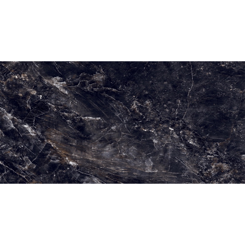Mexen Rokocha Černý glazovaný rektifikovaný gres G1, dlaždice podlahovo-stěnná 120 x 60 cm, vysoký lesk
