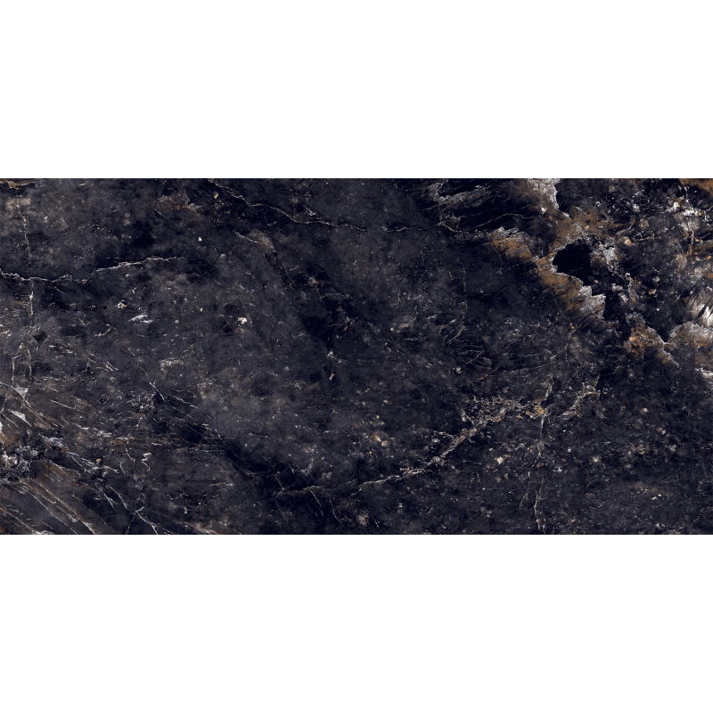 Mexen Rokocha Černý glazovaný gres rek. G1, dlaždice podlahová a stěnová 120 x 60 cm, vysoký lesk - TL205-120-060-01