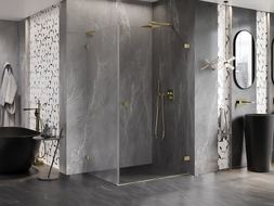 Mexen Lunar-B L sprchový kout s otvíratelnými dveřmi pravý 80 x 70 cm, transparentní, mosaz kartáčovaný - 832L-080-070-55-00-P