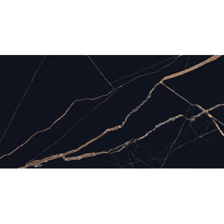 Mexen Fossil Black glazovaná rektifikovaná dlažba G1, podlahová a nástěnná dlaždice 120 x 60 cm, vysoký lesk - TL213-120-060-00