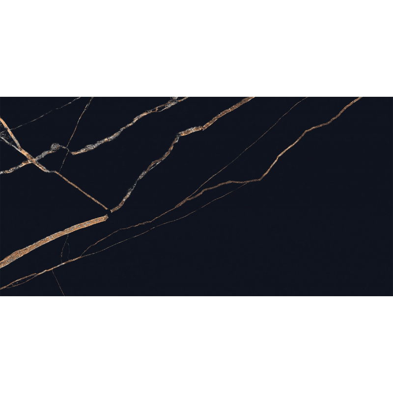 Mexen Fossil Black glazovaná rektifikovaná dlažba G1, podlahová a nástěnná dlaždice 120 x 60 cm, vysoký lesk - TL213-120-060-00