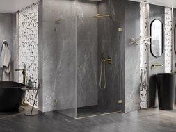 Mexen Lunar-B L sprchový kout pravý 100 x 70 cm, transparentní, zlatý kartáčovaný - 832L-100-070-55-00-P