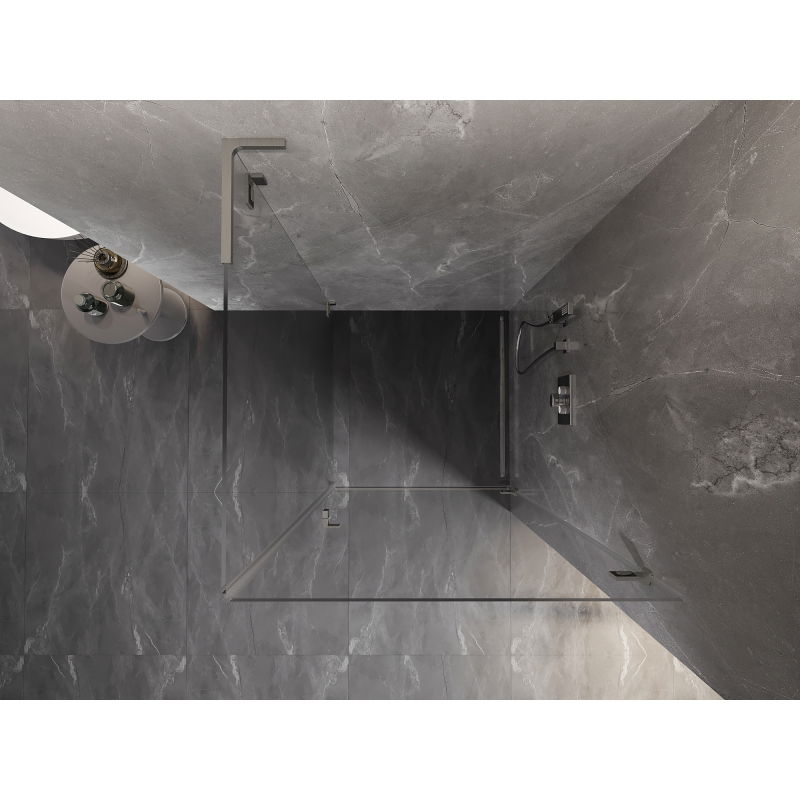 Mexen Lunar-B L sprchový kout pravý 70 x 70 cm, průhledný, kartáčovaný nikl - 832L-070-070-97-00-P