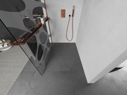 Mexen Kioto+ sprchová stěna s policí Walk-in 120 x 200 cm, bílá vlna, růžové zlato - 800-120-121-60-97