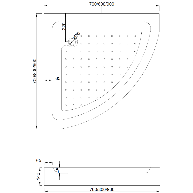 Mexen Rio sprchový kout půlkruhový 70 x 70 cm, bílé pruhy, chrom + vanička, bílá - 863-070-070-01-20-4710