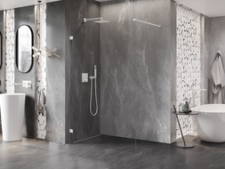 Mexen Lunar sprchová stěna Walk-in levá 120 x 200 cm, průhledná 8 mm, bílá - 830-120-000-20-00-L