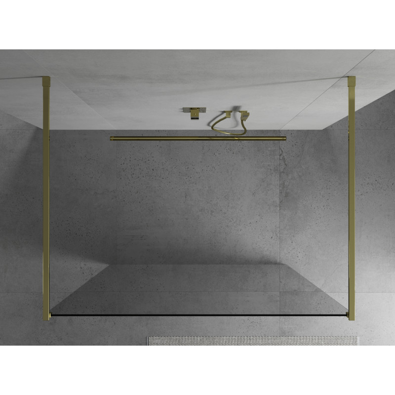 Mexen Kioto volně stojící sprchová zástěna 160 x 200 cm, transparentní 8 mm, zlatá - 800-160-002-50-00