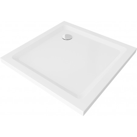 Mexen Flat čtvercový sprchový kout slim 70 x 70 cm, bílý, sifon chrom - 40107070