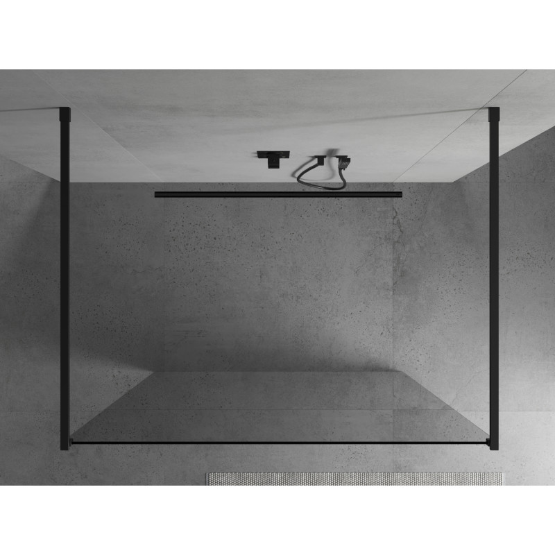 Mexen Kioto volně stojící sprchová stěna 140 x 200 cm, transparentní 8 mm, černá - 800-140-002-70-00