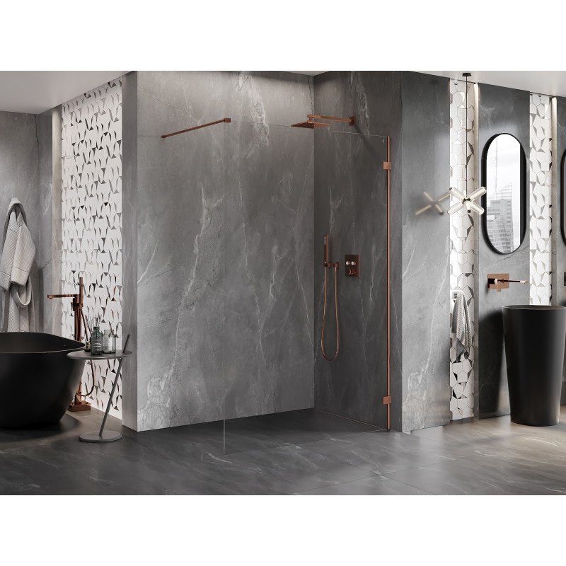 Mexen Lunar sprchová stěna Walk-in pravá 60 x 200 cm, průhledná 8 mm, růžové zlato - 830-060-000-60-00-P