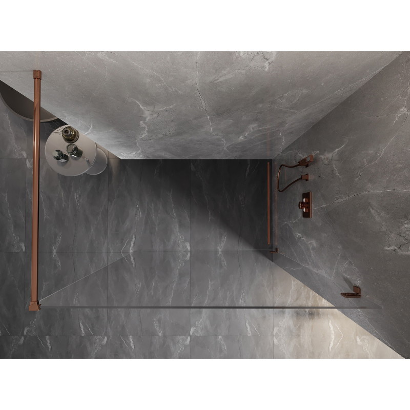 Mexen Lunar sprchová stěna Walk-in pravá 60 x 200 cm, průhledná 8 mm, růžové zlato - 830-060-000-60-00-P