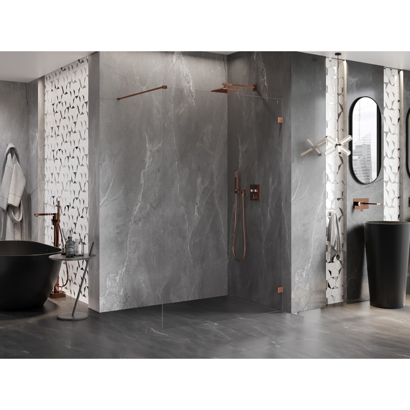 Mexen Lunar sprchová stěna Walk-in pravá 60 x 200 cm, průhledná 8 mm, růžové zlato - 830-060-000-60-00-P