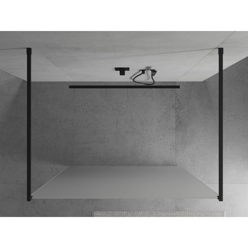 Mexen Kioto volně stojící sprchová stěna 100 x 200 cm, matná 8 mm, černá - 800-100-002-70-30