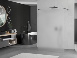 Mexen Kioto volně stojící sprchová zástěna 110 x 200 cm, matné sklo 8 mm, černá - 800-110-002-70-30