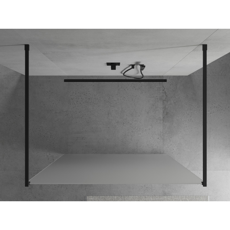 Mexen Kioto volně stojící sprchová stěna 110 x 200 cm, matné sklo 8 mm, černá - 800-110-002-70-30
