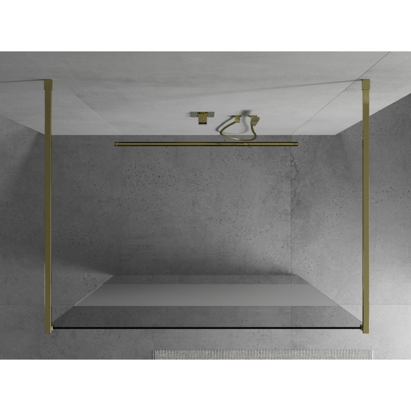 Mexen Kioto volně stojící sprchová stěna 100 x 200 cm, transparentní/mléčný 8 mm, zlatá - 800-100-002-50-35