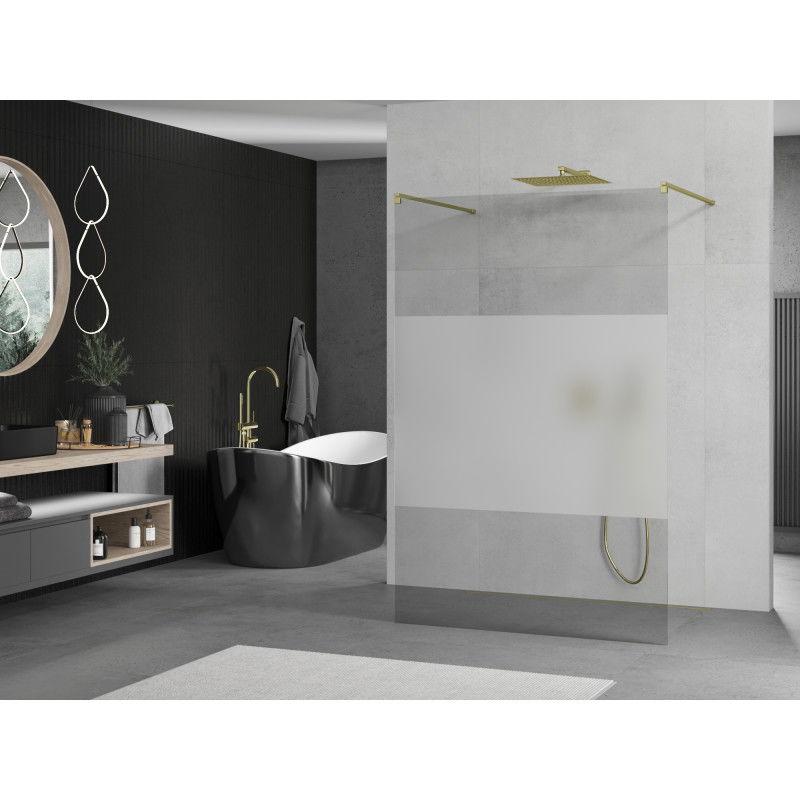 Mexen Kioto volně stojící sprchová stěna 110 x 200 cm, transparentní/matná 8 mm, zlatá - 800-110-002-50-35
