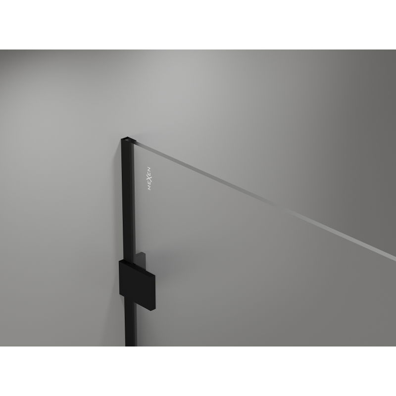 Mexen Lunar sprchová stěna Walk-in pravá 100 x 200 cm, transparentní 8 mm, černá - 830-100-000-70-00-P