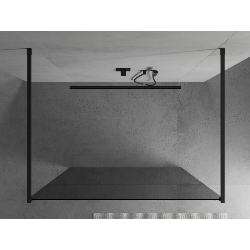 Mexen Kioto volně stojící sprchová stěna 110 x 200 cm, grafit 8 mm, černá - 800-110-002-70-40