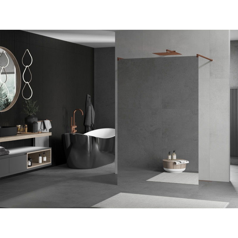 Mexen Kioto sprchová stěna volně stojící 100 x 200 cm, zrcadlo 8 mm, růžové zlato - 800-100-002-60-50