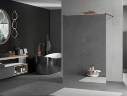 Mexen Kioto sprchová stěna volně stojící 100 x 200 cm, zrcadlo 8 mm, růžové zlato - 800-100-002-60-50