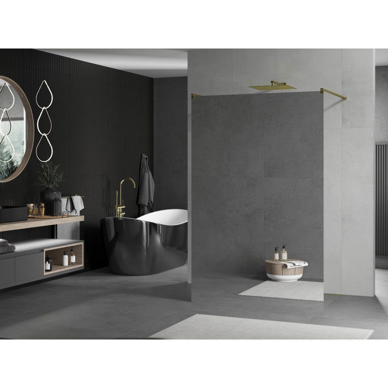 Mexen Kioto volně stojící sprchová stěna 100 x 200 cm, zrcadlo 8 mm, zlatá - 800-100-002-50-50