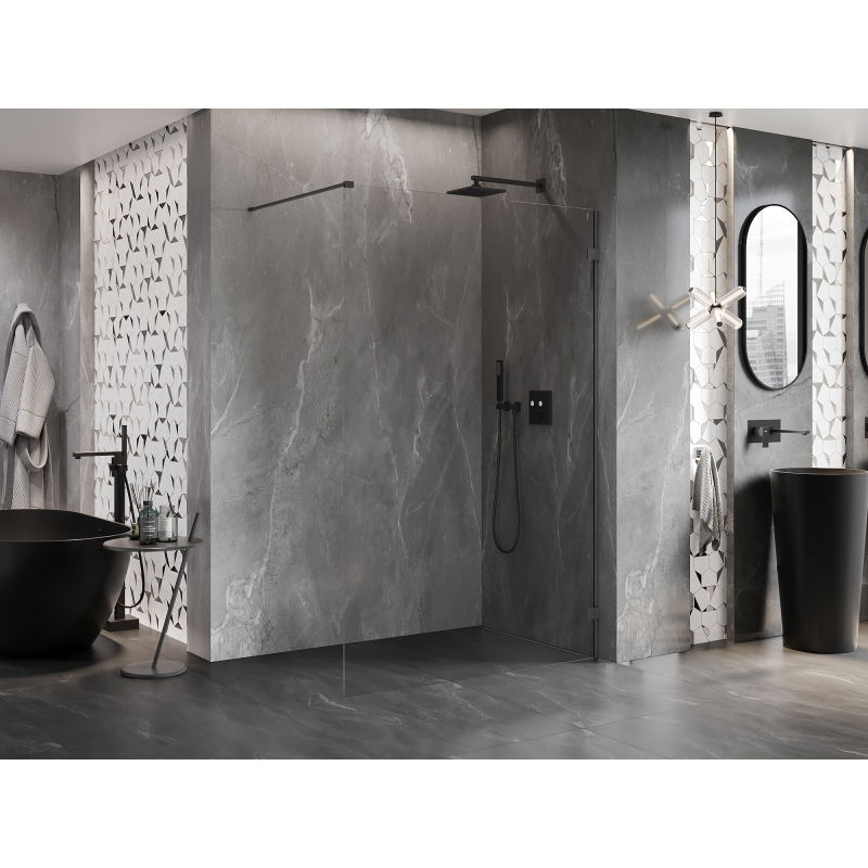 Mexen Lunar sprchová stěna Walk-in pravá 50 x 200 cm, průhledná 8 mm, gun metal - 830-050-000-95-00-P