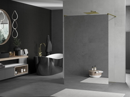 Mexen Kioto sprchová stěna volně stojící 110 x 200 cm, zrcadlo 8 mm, zlatá - 800-110-002-50-50