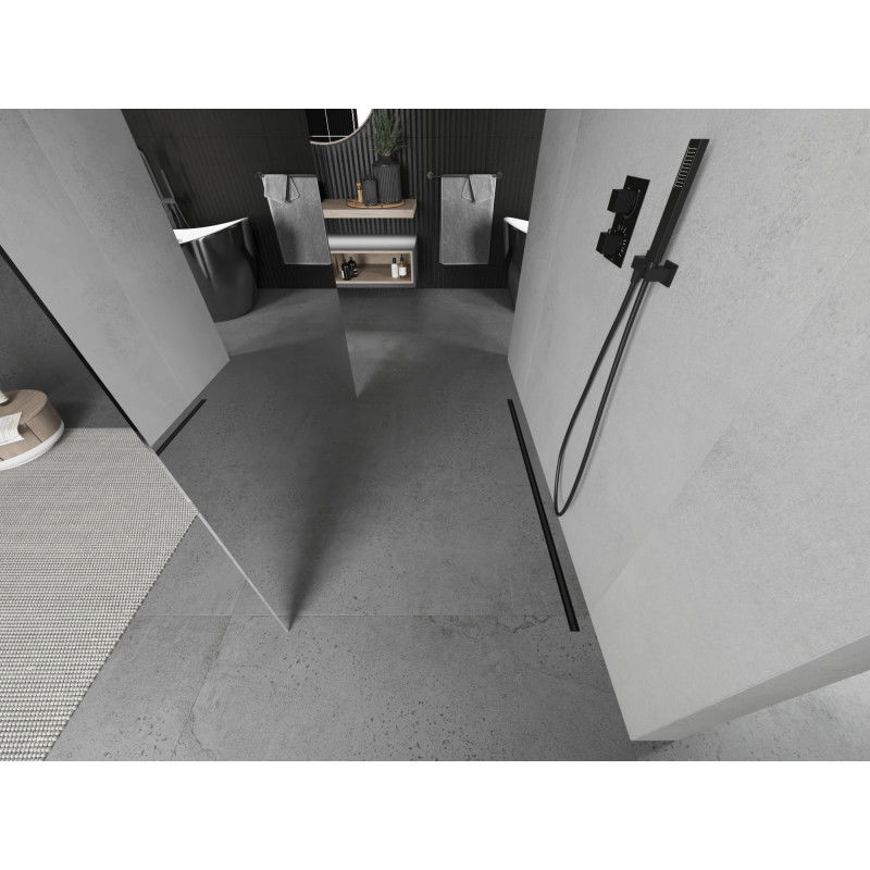 Mexen Kioto samostatně stojící sprchová stěna 110 x 200 cm, zrcadlo 8 mm, černá - 800-110-002-70-50