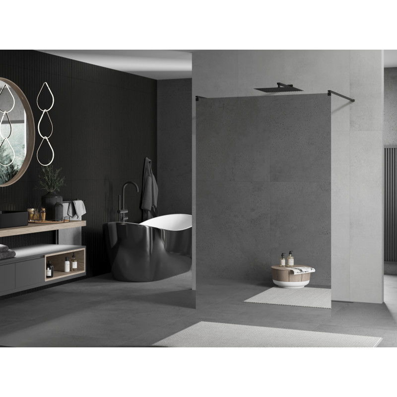 Mexen Kioto samostatně stojící sprchová stěna 110 x 200 cm, zrcadlo 8 mm, černá - 800-110-002-70-50