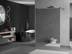 Mexen Kioto sprchová příčka volně stojící 120 x 200 cm, zrcadlo 8 mm, černá - 800-120-002-70-50